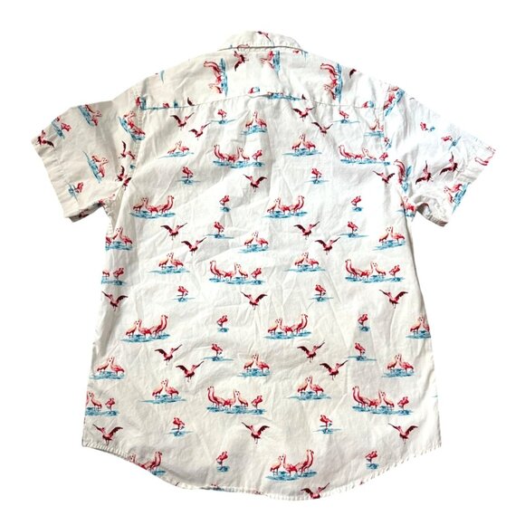 Denim & Flower Ricky Singh Slim Fit Mens Button Down Pink Flamingo Shirt Size Me - Picture 6 of 14